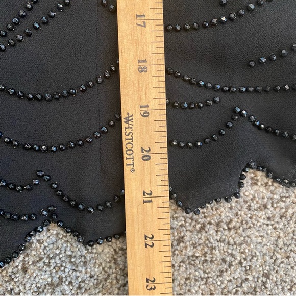Vintage 1980s Elegant Gothic Black Beaded Women's Top Sheer Bell Sleeves, Size M - Picture 8 of 10